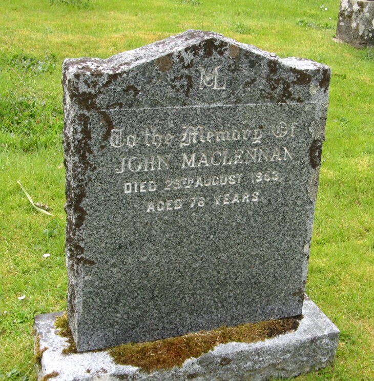Photo of headstones/John MacLennan died 1953 MI Gairloch Old